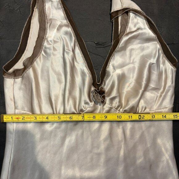 Papillon Blanc Women’s Satin Texture Luxury Blouse – Light Bronze – Size S - Picture 5 of 6